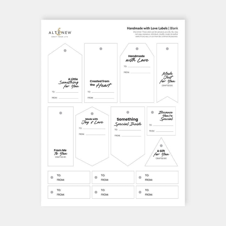 Free Handmade with Love Labels (Printable Gift Tags & Craft Labels)