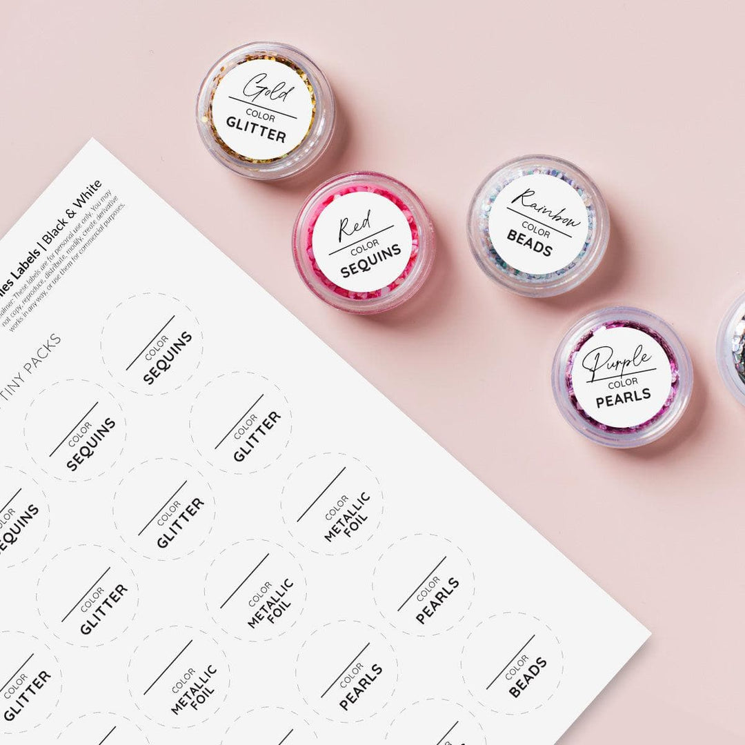 Printable Craft Supply Labels (Color-Coded & Black & White)