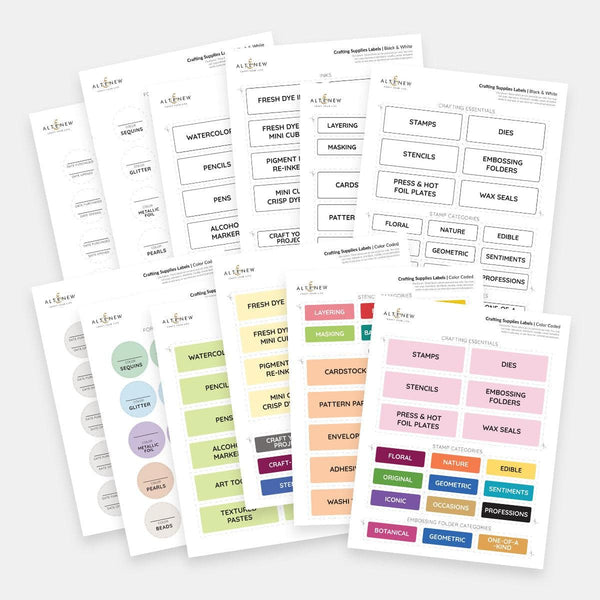 Printable Craft Supply Labels (Color-Coded & Black & White)
