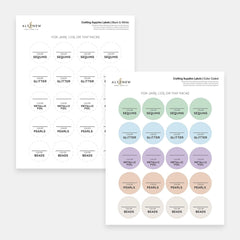 Printable Craft Supply Labels (Color-Coded & Black & White)