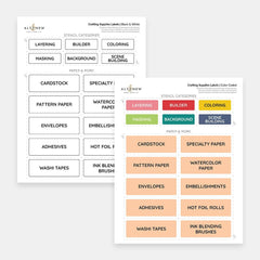 Printable Craft Supply Labels (Color-Coded & Black & White)