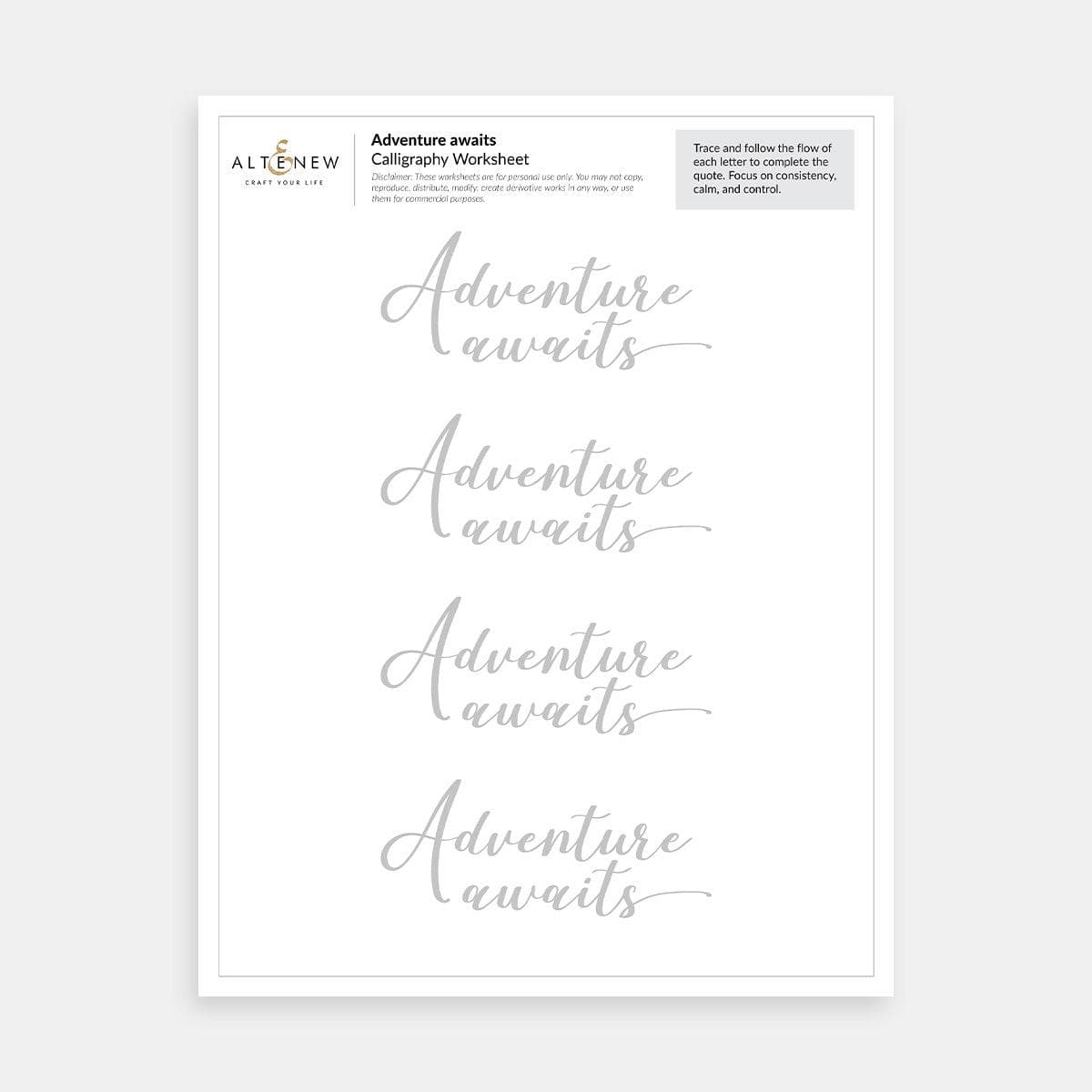 Travel-Inspired Calligraphy Worksheets (Printed) – Brush Lettering for Beginners!