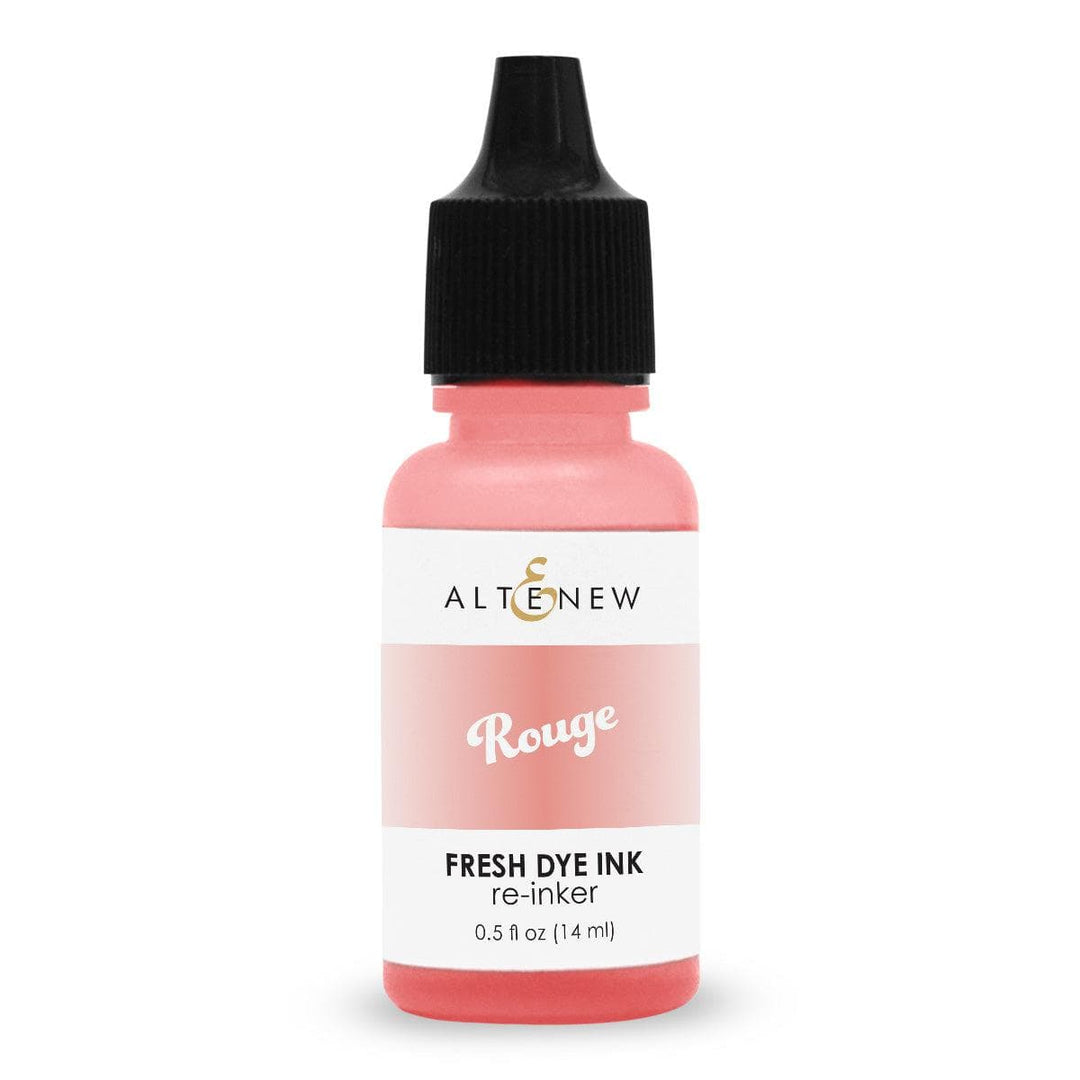 Altenew Red Sunset Fresh Dye Ink Reinker bottle with vibrant red ink for stamping and crafting projects.