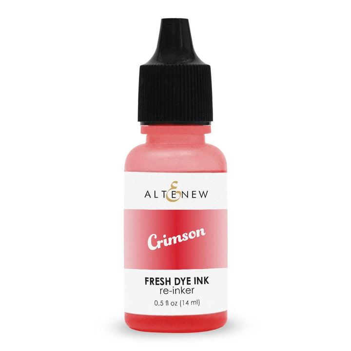 Altenew Red Sunset Fresh Dye Ink Reinker bottle with red, blush, and crimson shades, designed for ink refill and stamping projects.