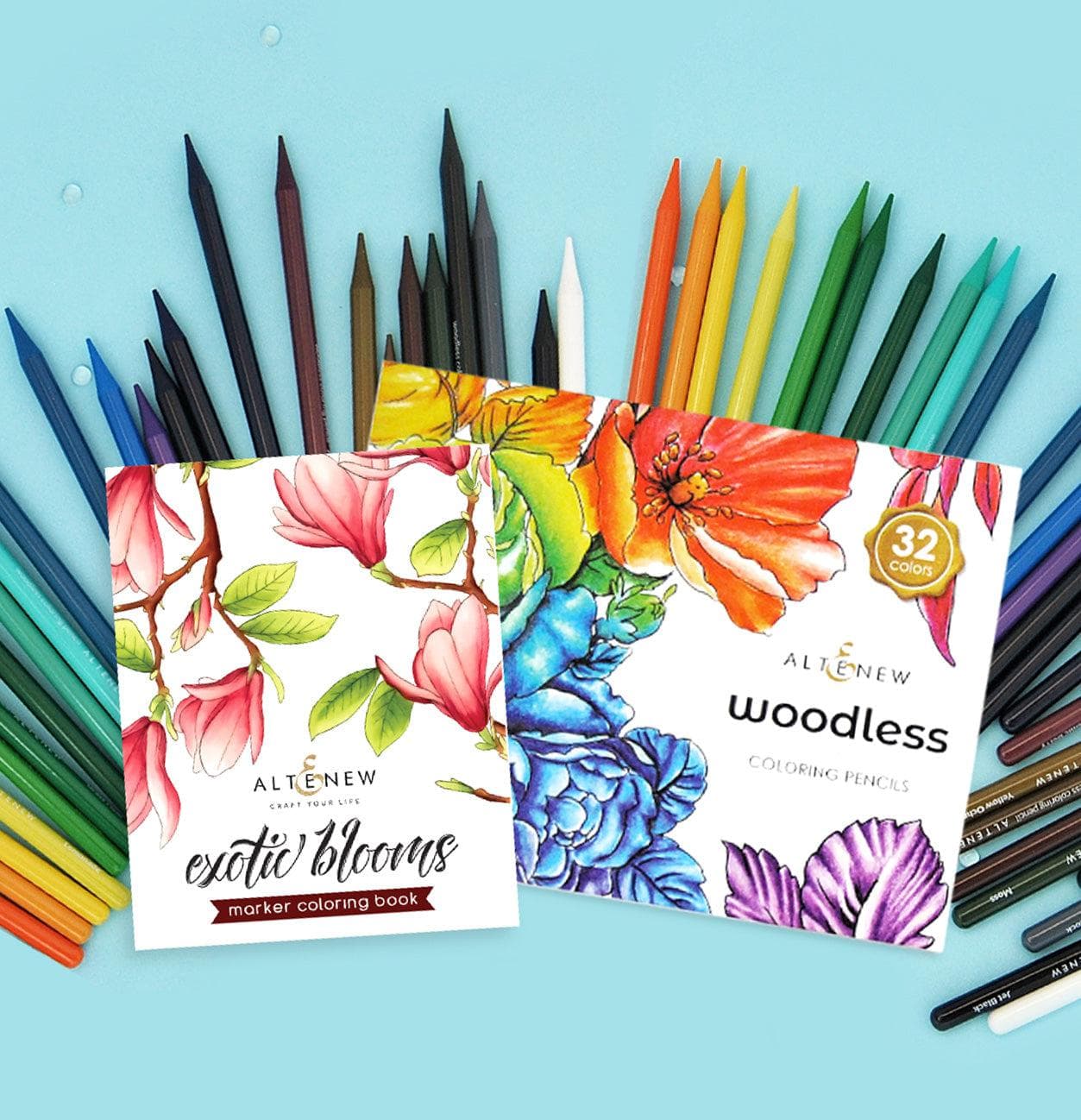 Artist Alcohol Markers Set F & Exotic Blooms Marker Coloring Book