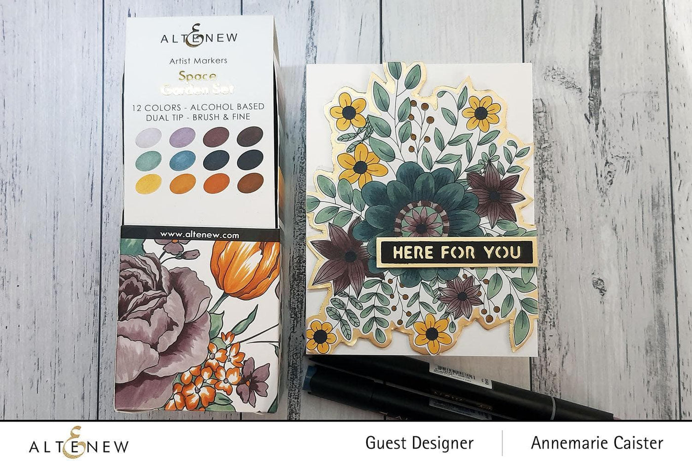 Altenew Release Bundle Island Garden & Space Garden Artist Alcohol Markers Set & Coloring Sheet Bundle