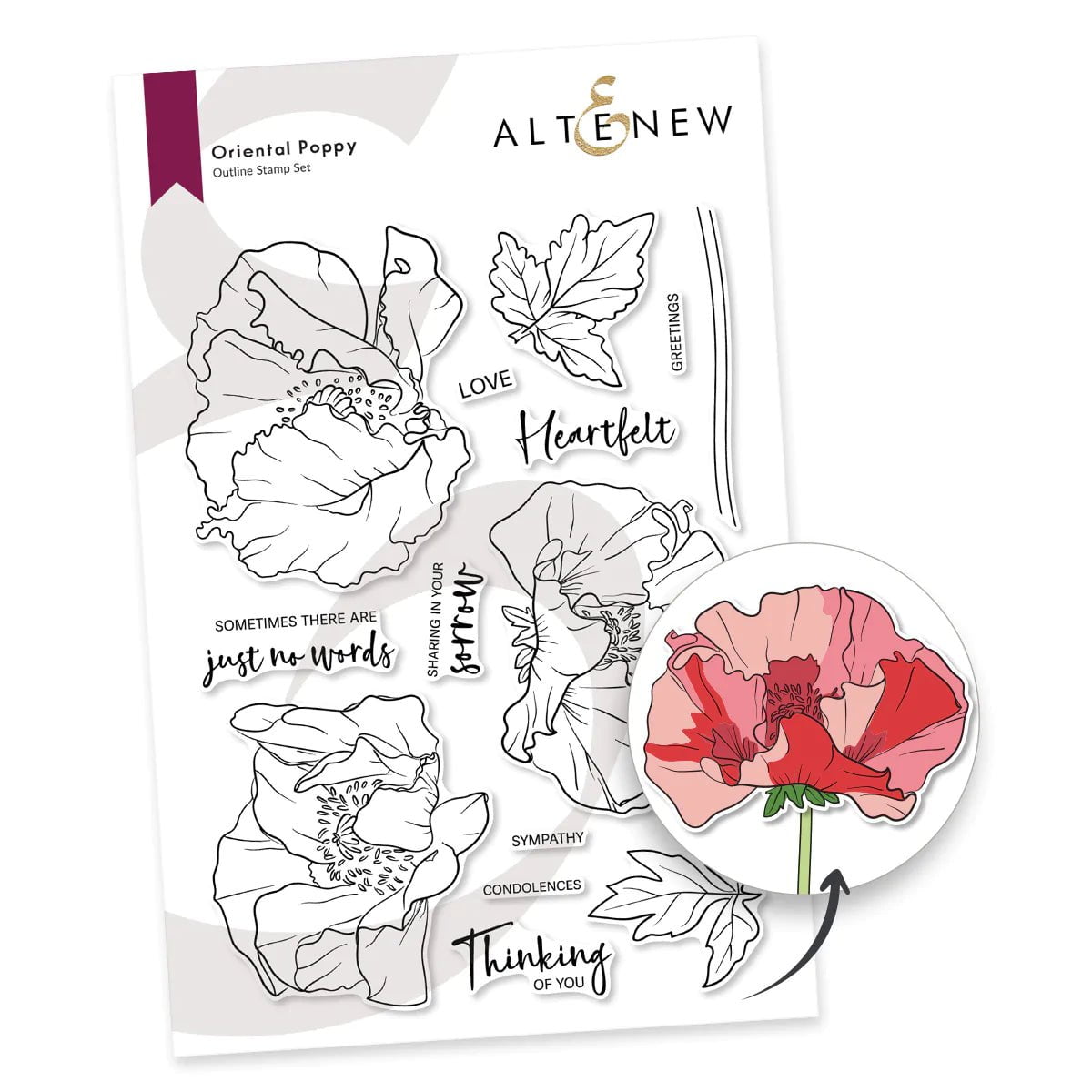 Altenew Poppy Arrangement Stamp & Die & Stencil Bundle Complete Bundle