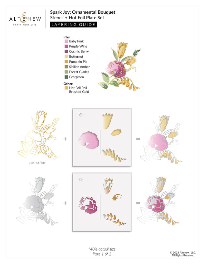 Altenew Spark Joy Bundle featuring ornamental bouquet and add-on die set for crafting and card making.