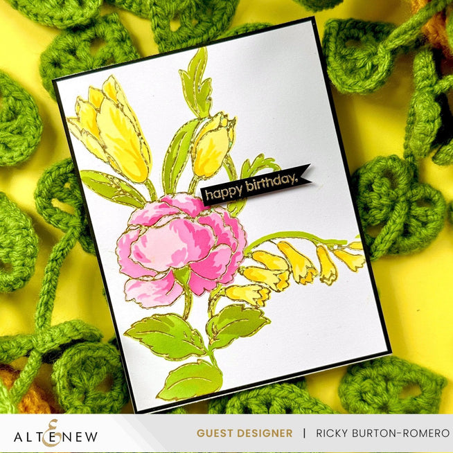 Altenew Spark Joy Ornamental Bouquet and Add-on Die Bundle, craft supplies with floral die cuts and intricate designs.
