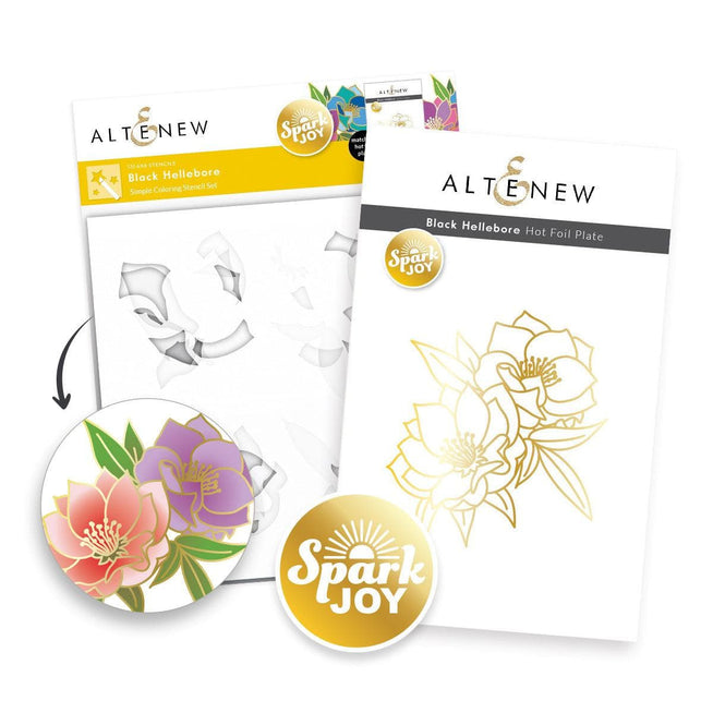Beautiful black Hellebore flower from the Spark Joy collection by Altenew, showcasing delicate petals and intricate details.