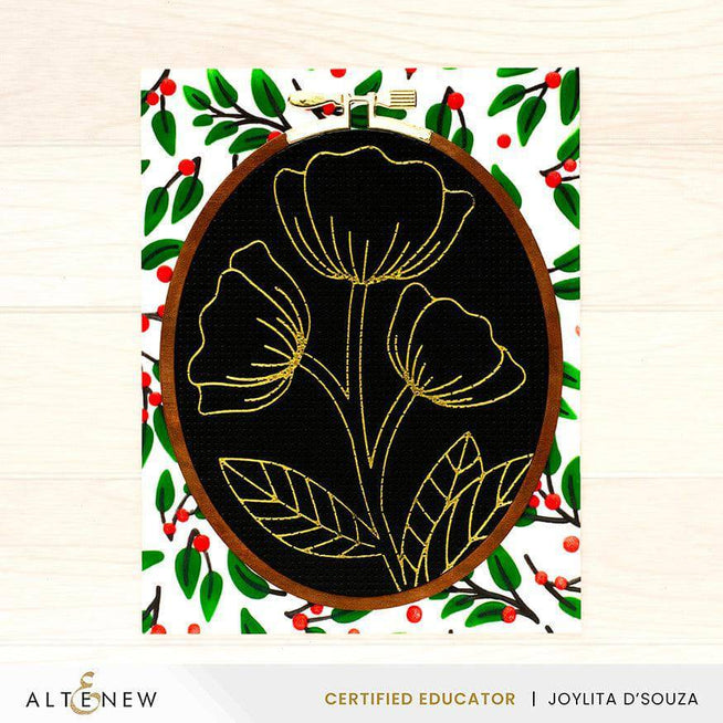 Bright image of Altenew Spark Joy Cupped Tulips stamp set showcasing detailed tulip illustrations on a white background.