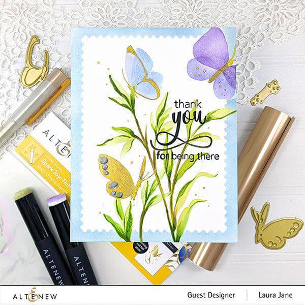 Altenew Spark Joy Fluttering Butterflies stamp set with colorful butterfly illustrations on white background