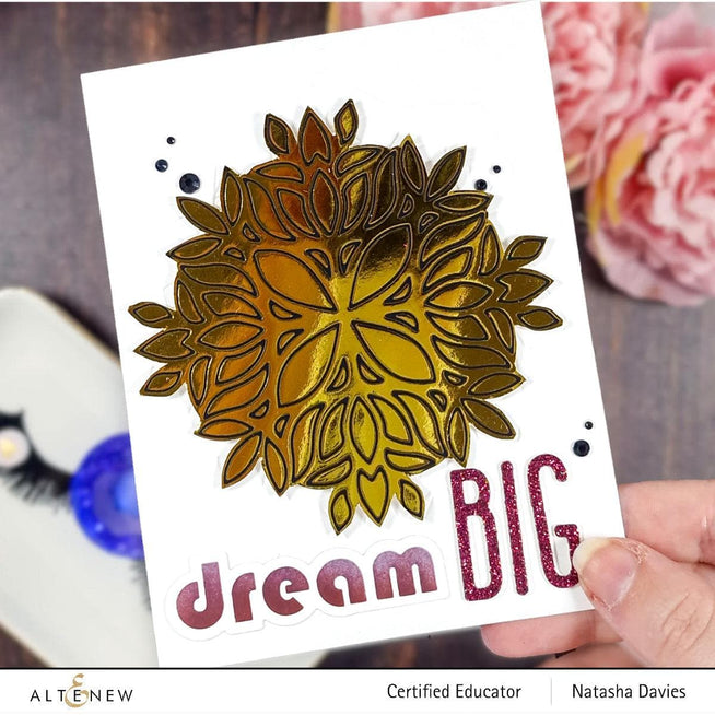 Altenew Spark Joy Folk Mandala in vibrant colors, featuring intricate floral and geometric patterns on a white background.