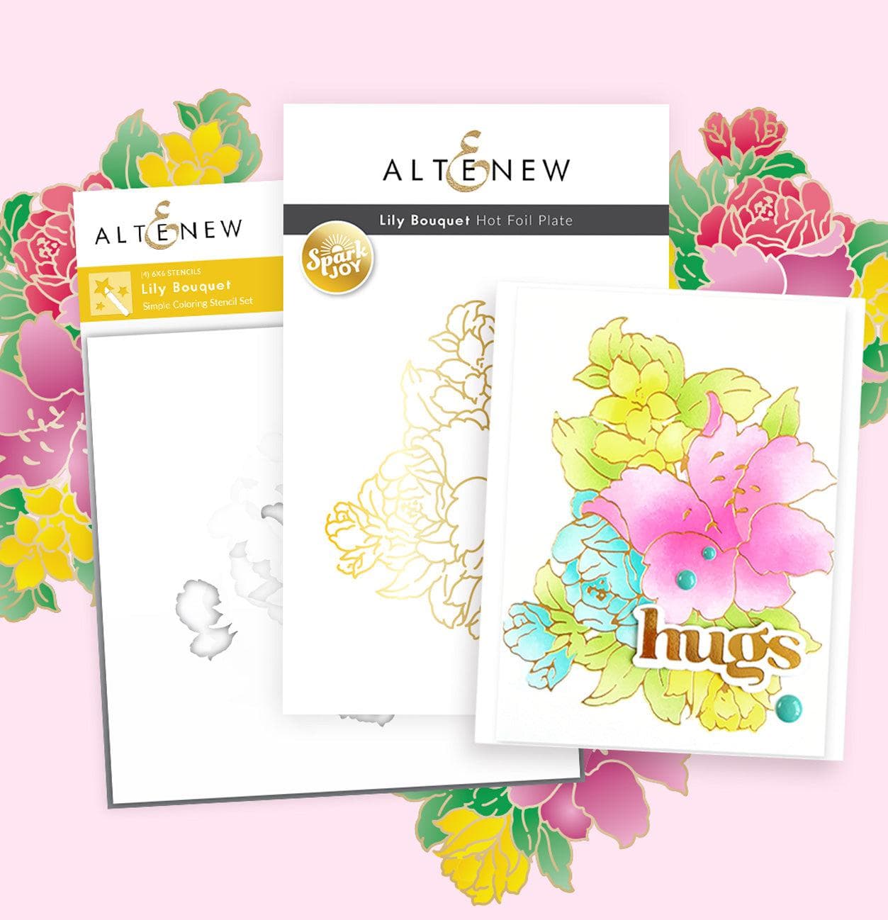 AltenewアルテニューLily Bouquet Plate&Stencils Spark Joy: Lily Bouquet | Altenew - Beautiful Floral Foil Plate