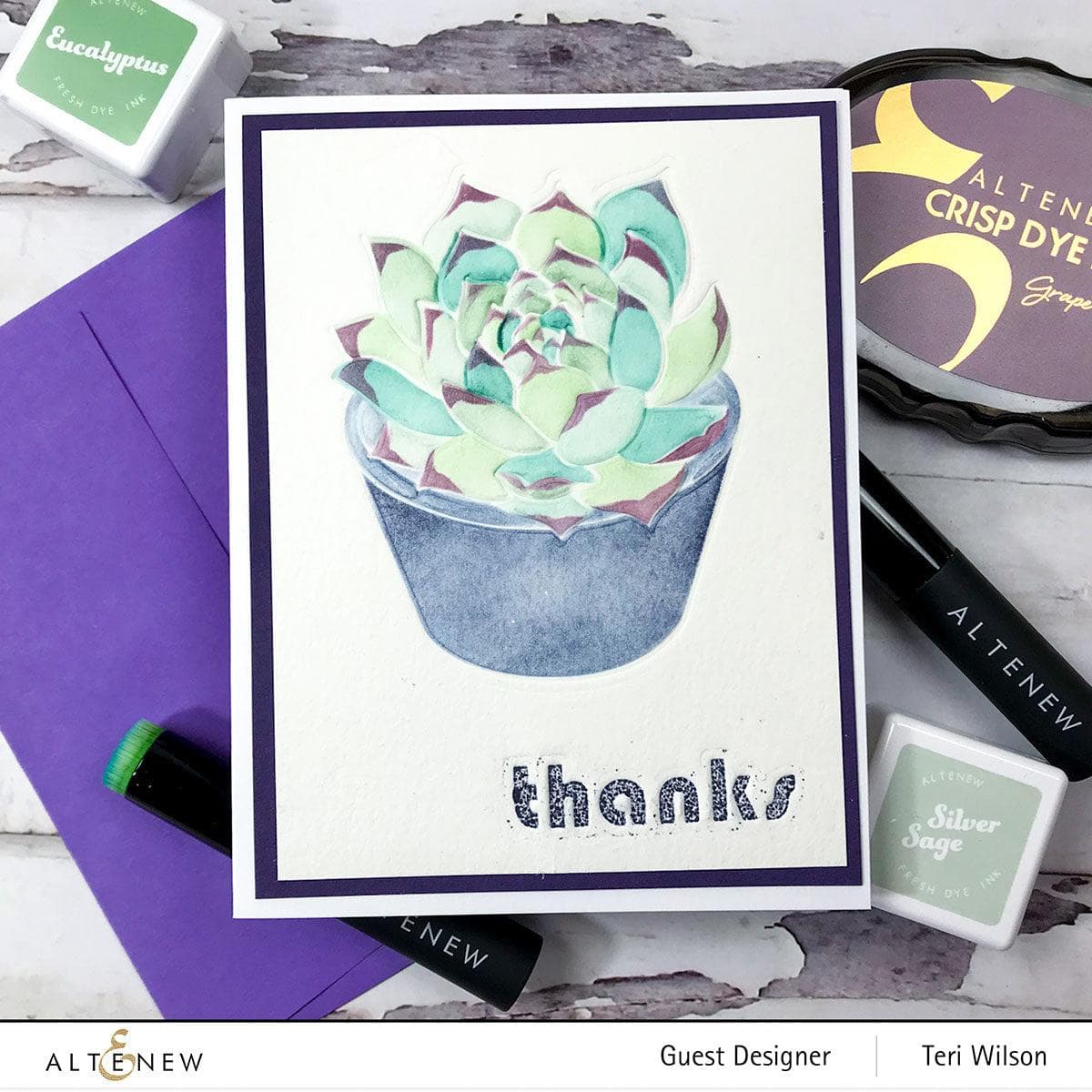 altenew mega succulent Altenew Spark Joy: Potted Succulent