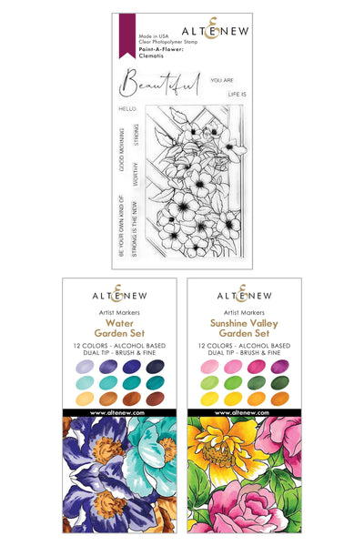 Altenew Stamp & Alcohol Marker Bundle Colors of My Garden Stamp & Artist Alcohol Markers Bundle