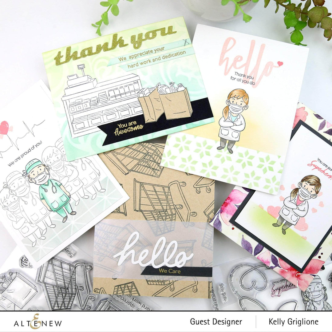 Altenew Heroes of Today Stamp Bundle featuring multiple detailed rubber stamps for crafting and card-making projects.