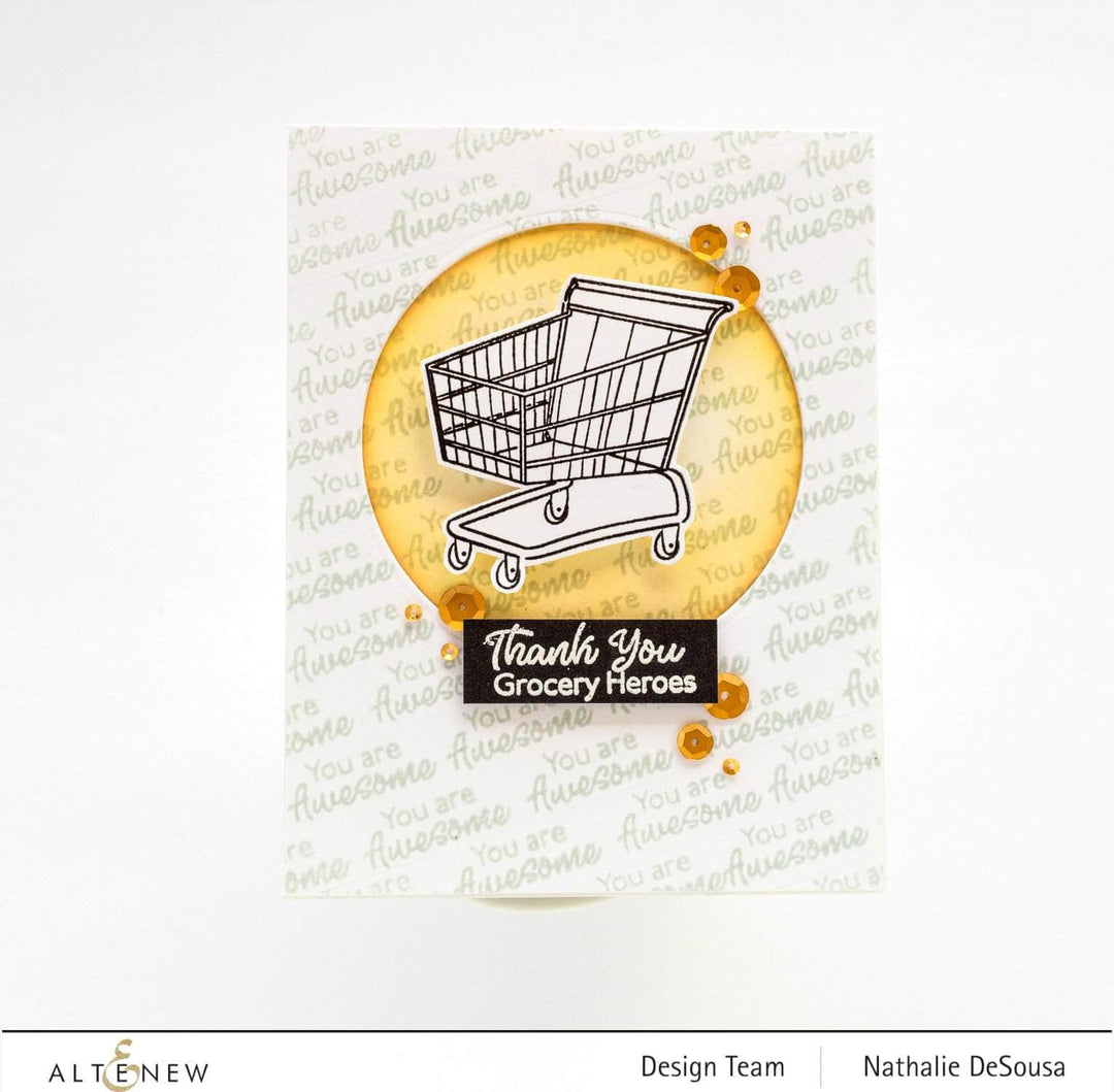 Altenew Heroes of Today Stamp Bundle with various hero-themed rubber stamps for crafting and card making.