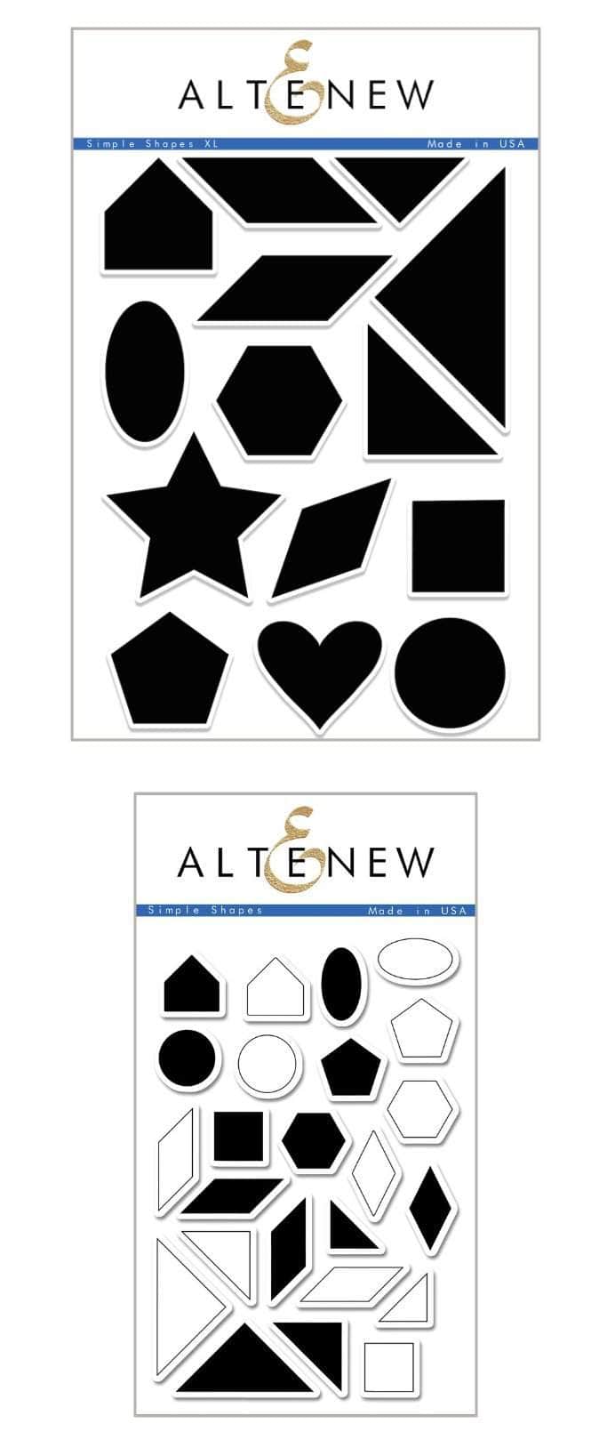 Altenew Ultimate Shapes Stamp Bundle with various geometric and decorative stamps for crafting and card making.