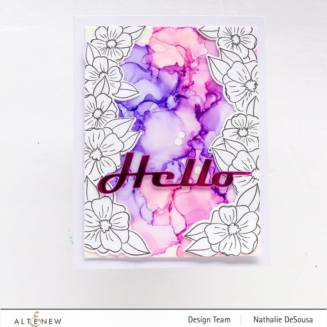 Altenew Gardens Around the World Mini Stamp Bundle featuring colorful garden-themed rubber stamps on clear sheets.