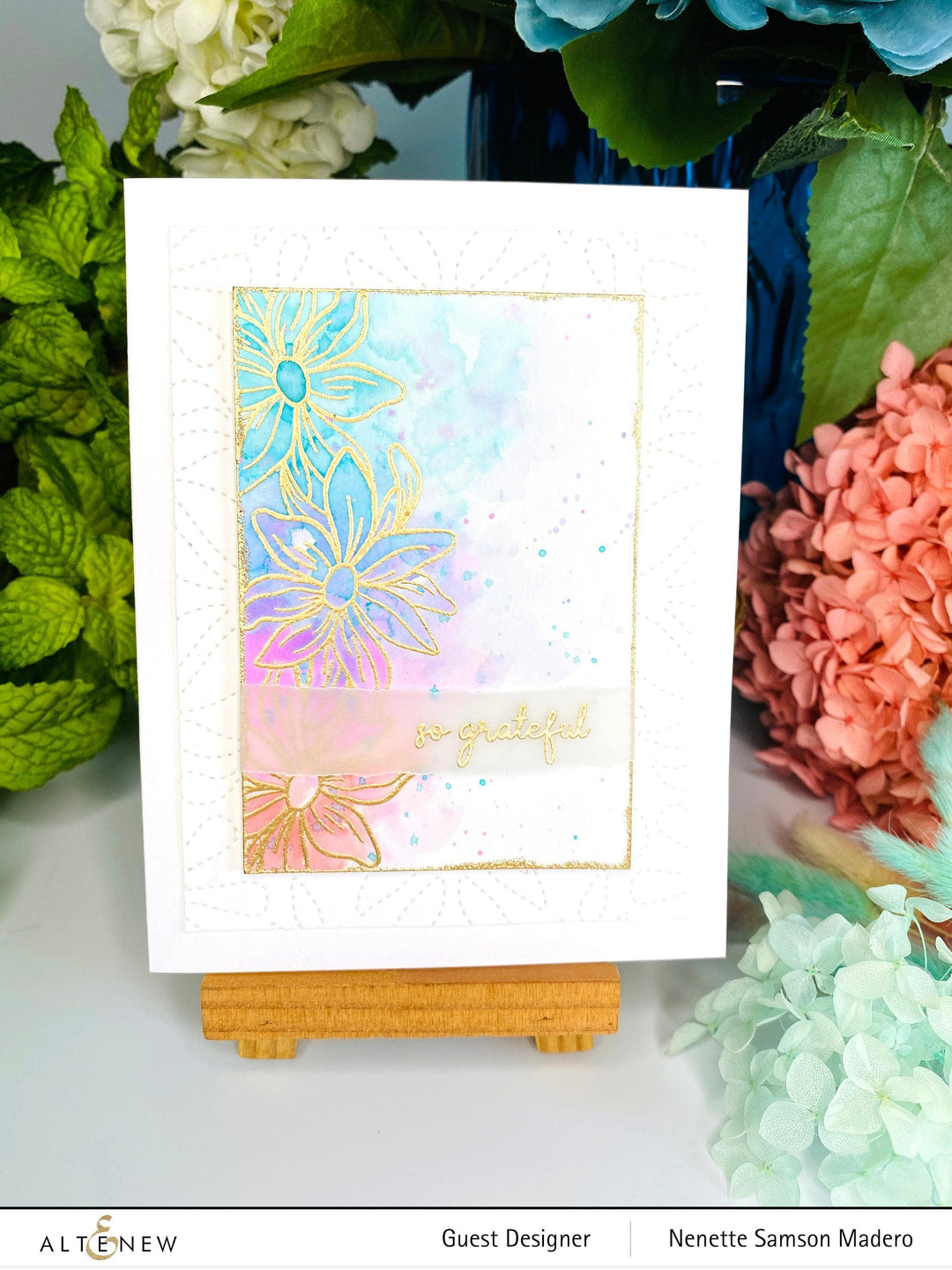 Altenew Gardens Around the World Mini Stamp Bundle featuring various garden-themed stamps on clear sheets.