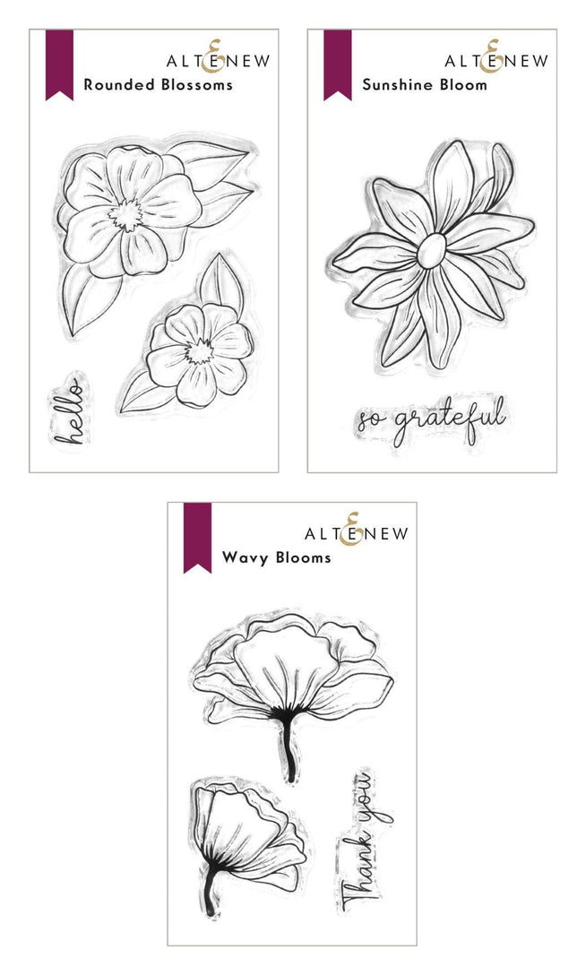 Altenew Gardens Around the World Mini Stamp Bundle featuring colorful garden-themed rubber stamps for crafting.
