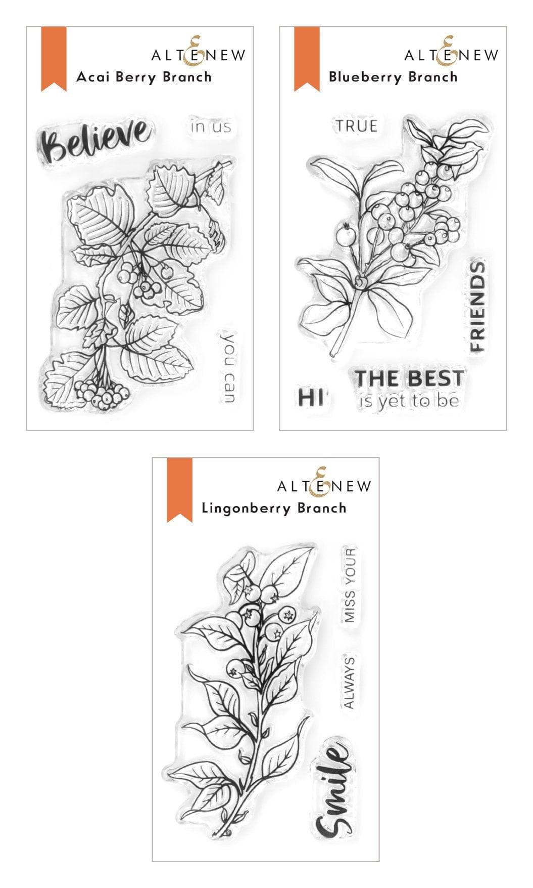 Altenew Thanks and Blessings Mini Stamp Bundle featuring thank you and blessing themed rubber stamps for crafting and card making.