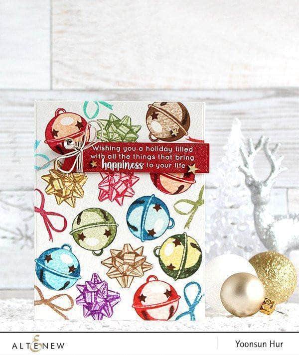 Altenew Ultimate Holiday Stamp Bundle featuring festive holiday-themed rubber stamps on clear sheets for card making.