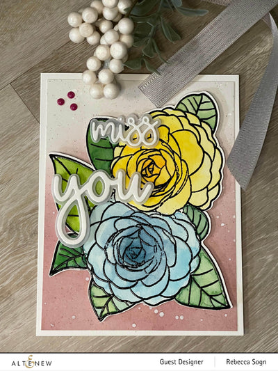 Altenew Stamp & Coloring Pencil Bundle Paint-A-Flower: Camellia Waterhouse & Woodless Coloring Pencils Bundle