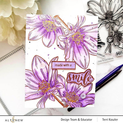 Altenew Stamp & Coloring Pencil Bundle Paint-A-Flower: Dahlia Bright Eyes & Woodless Coloring Pencils Bundle