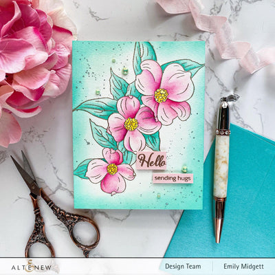 Altenew Stamp & Coloring Pencil Bundle Paint-A-Flower: Flowering Dogwood & Woodless Coloring Pencils Bundle