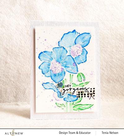 Altenew Stamp & Coloring Pencil Bundle Paint-A-Flower: Himalayan Poppy Outline Stamp Set & Woodless Coloring Pencils Bundle