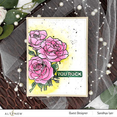 Altenew Stamp & Coloring Pencil Bundle Paint-A-Flower: Rosa Floribunda & Woodless Coloring Pencils