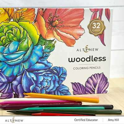 Altenew Stamp & Coloring Pencil Bundle Paint-A-Flower: Rosa Floribunda & Woodless Coloring Pencils