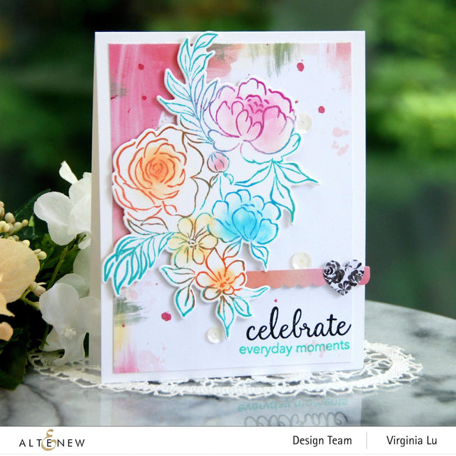 Altenew Celebrate Us & Celebrate Today stamp and die bundle for card making and craft projects.