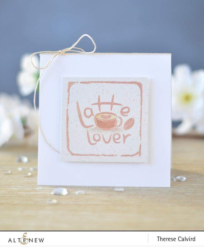 Altenew Coffeeholic Stamp & Die Bundle featuring coffee cup and bean images for crafting and card making projects.