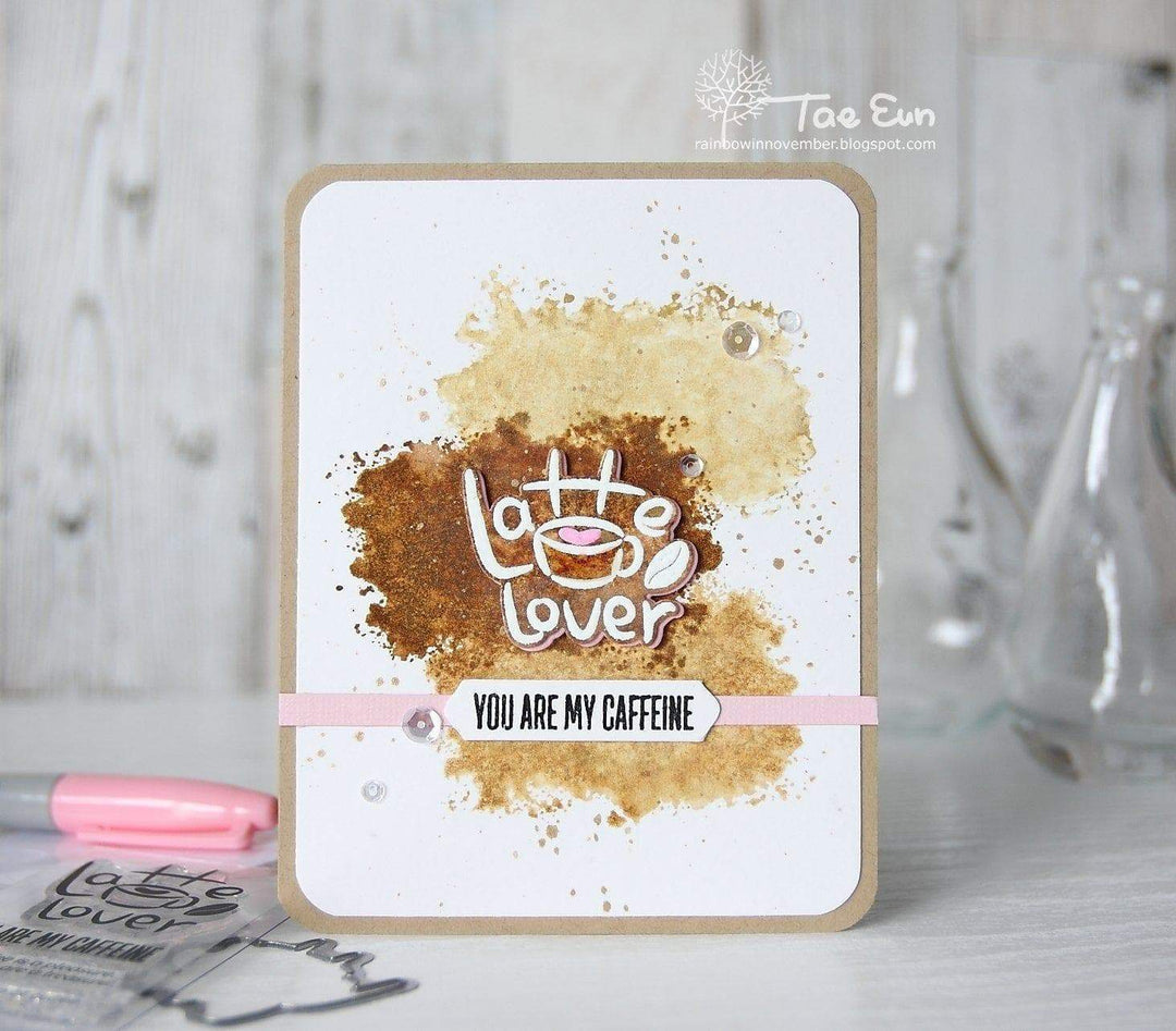 Altenew Coffeeholic Stamp & Die Bundle featuring coffee cup and coffee-related designs for crafting and card making.
