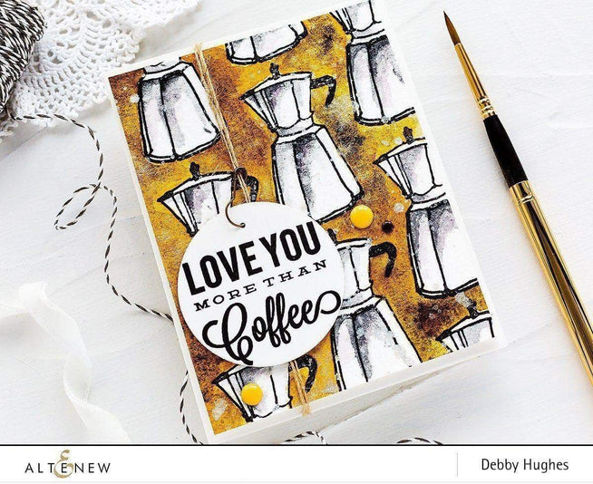 Altenew Coffeeholic Stamp & Die Bundle featuring coffee cup and related designs for crafting and card-making projects.