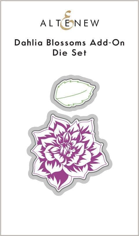 Altenew Dahlia Blossoms Add-On stamp and die bundle with floral dahlia design for card making and craft projects.
