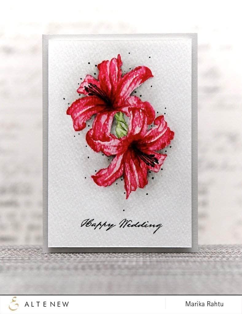 Altenew Fan Favorites Layered Lily Stamp and Die Bundle featuring detailed floral stamps and matching die cuts for crafting.