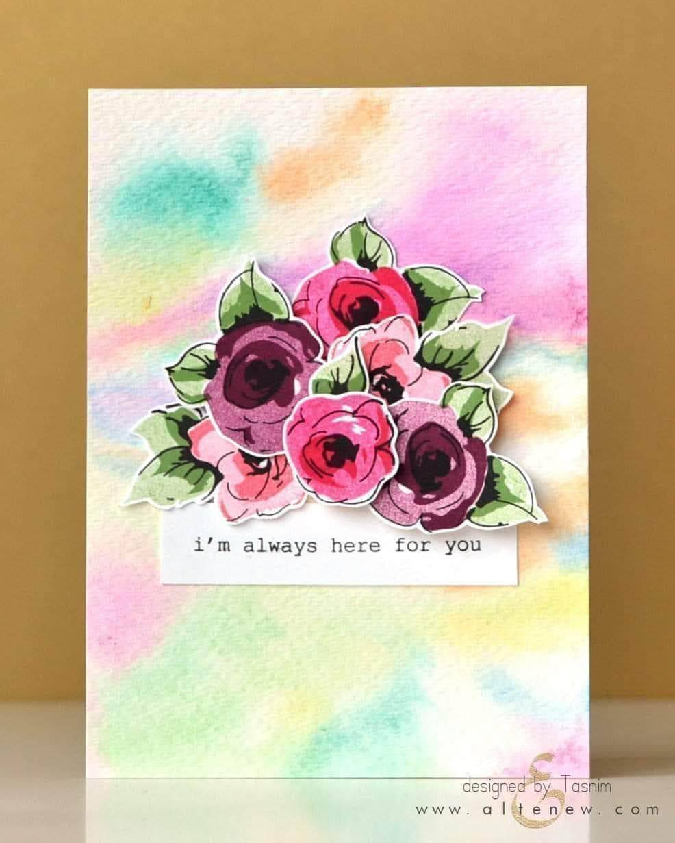 Altenew Fan Favorites Painted Flowers stamp and die bundle with floral stamps and matching dies for crafting projects.