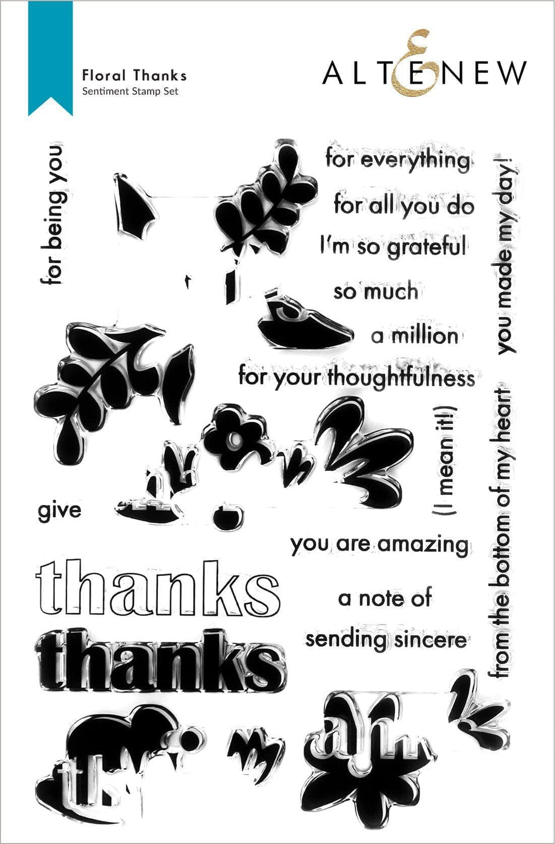 Altenew Stamp & Die Bundle Floral Thanks Stamp & Die Bundle