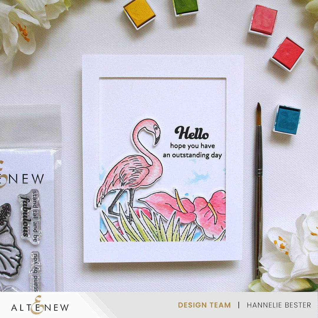 Flowers And A Flamingo