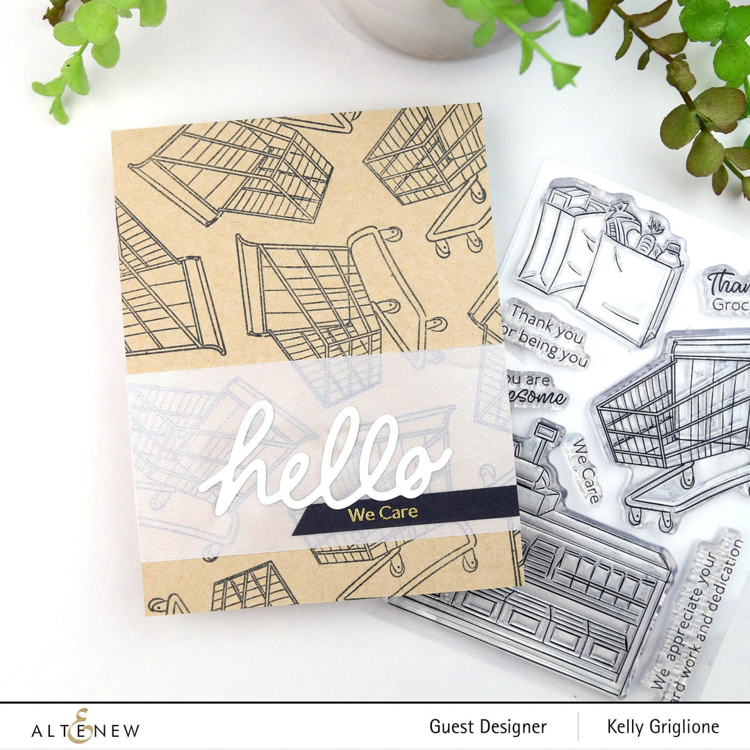 Altenew Grocery Heroes Stamp and Die Bundle featuring colorful grocery-themed stamps and matching dies for crafting projects.