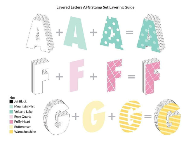 Altenew layered letters AFG stamp and die bundle with intricate design, perfect for detailed card making and scrapbooking projects.