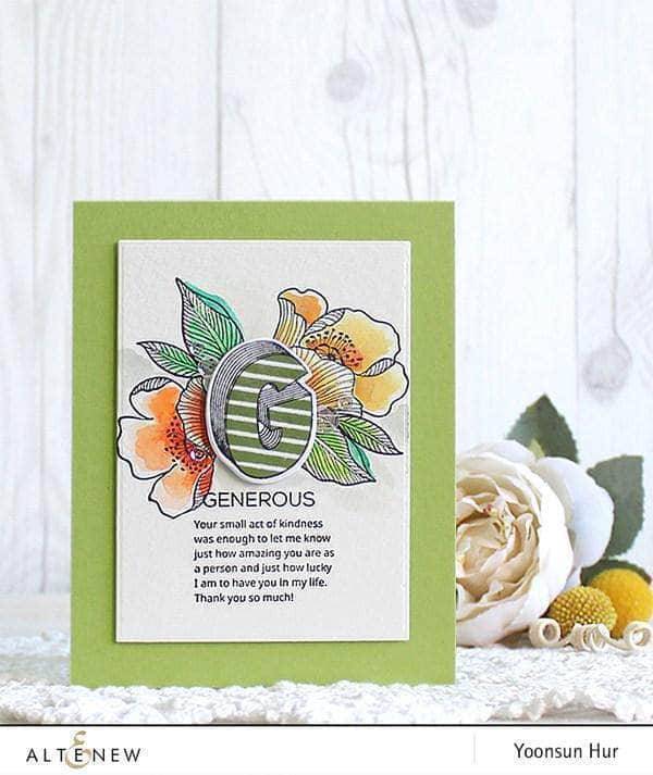 Layered Letters AFG stamp and die bundle from Altenew, featuring intricate alphabet design for creative crafting projects.