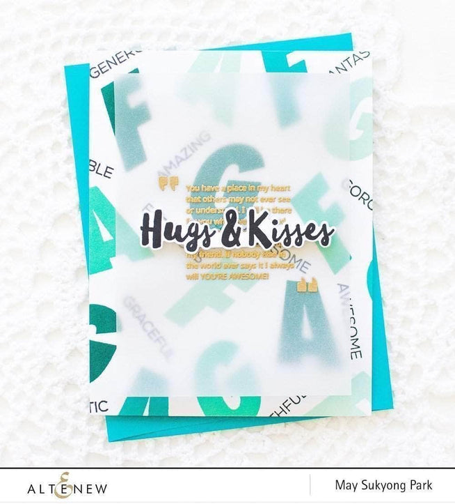Altenew Layered Letters AFG Stamp and Die Bundle featuring alphabet stamps and matching dies for creative card making.