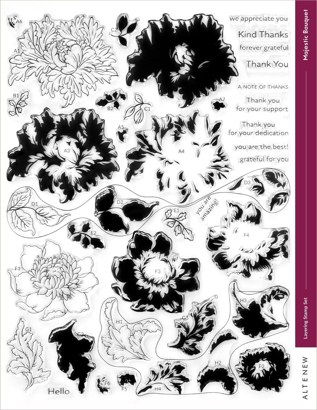 Altenew Stamp & Die Bundle Majestic Bouquet Stamp & Die Bundle