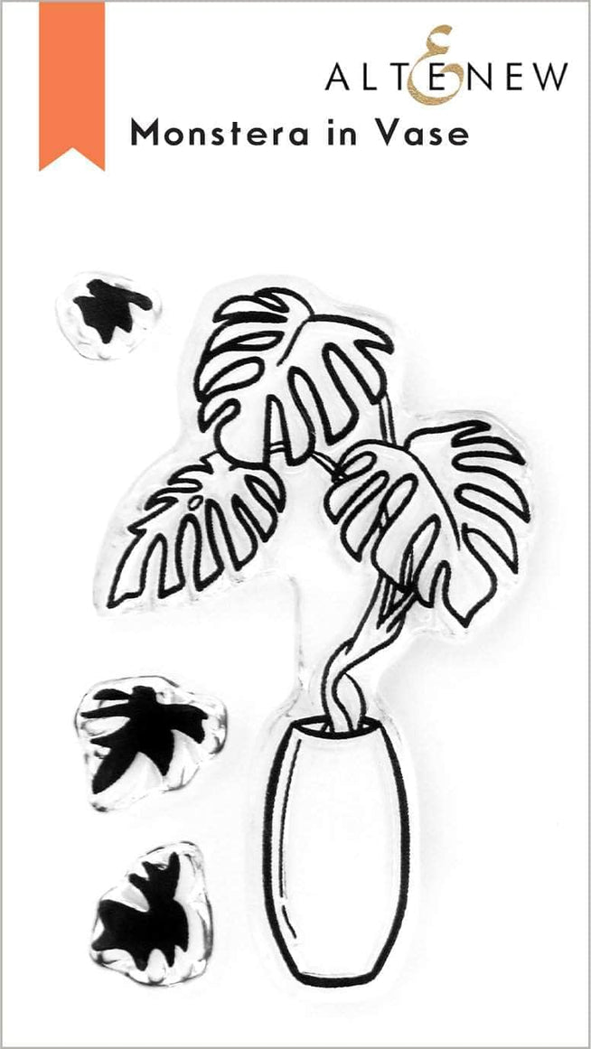 Altenew Monstera in Vase stamp and die bundle featuring detailed Monstera plant design in a decorative vase.