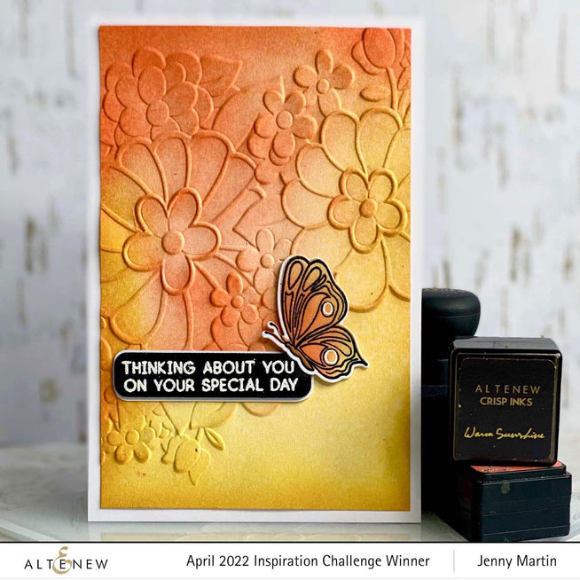 Altenew One-Go Birthday Greetings stamp and die bundle featuring cheerful birthday message designs and coordinating die cuts.